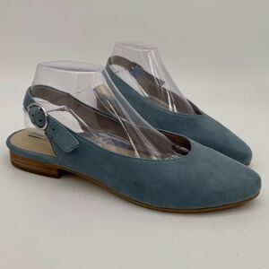 Earth Uptown Ursula Sky Blue Suede Leather Slingback Flats Size 10